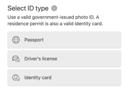 select ID type on binance