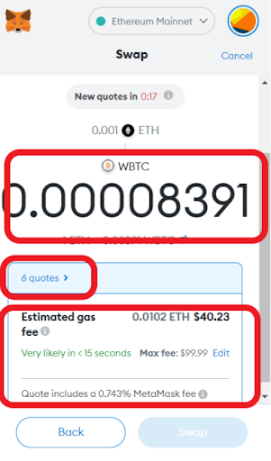 review swap on metamask wallet