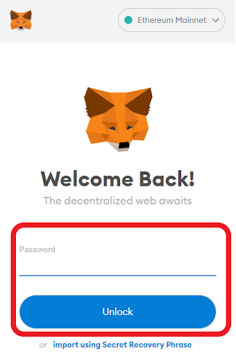 metamask password add