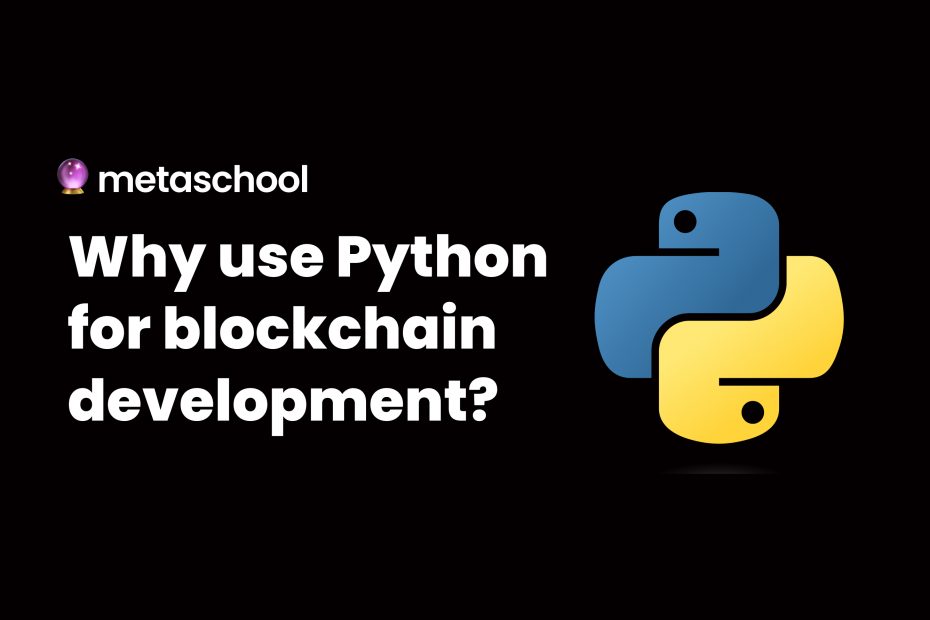 python logo with python blockchain programming text