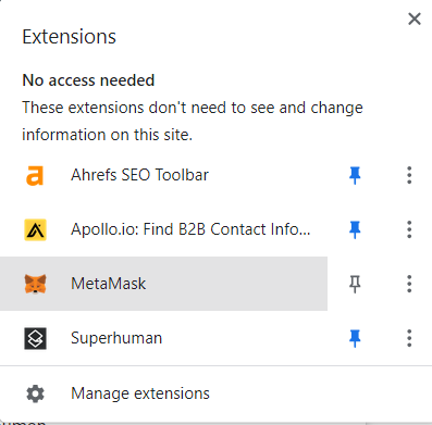 metamask extension chrome