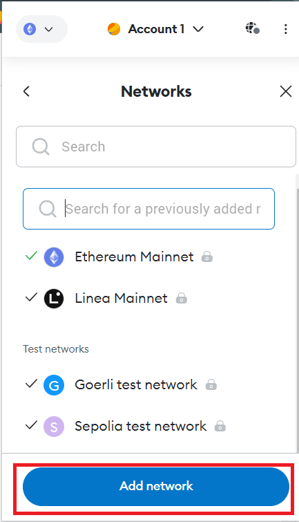 metamask networks list