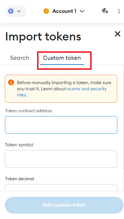 now you may add custom tokens to your metamask wallet