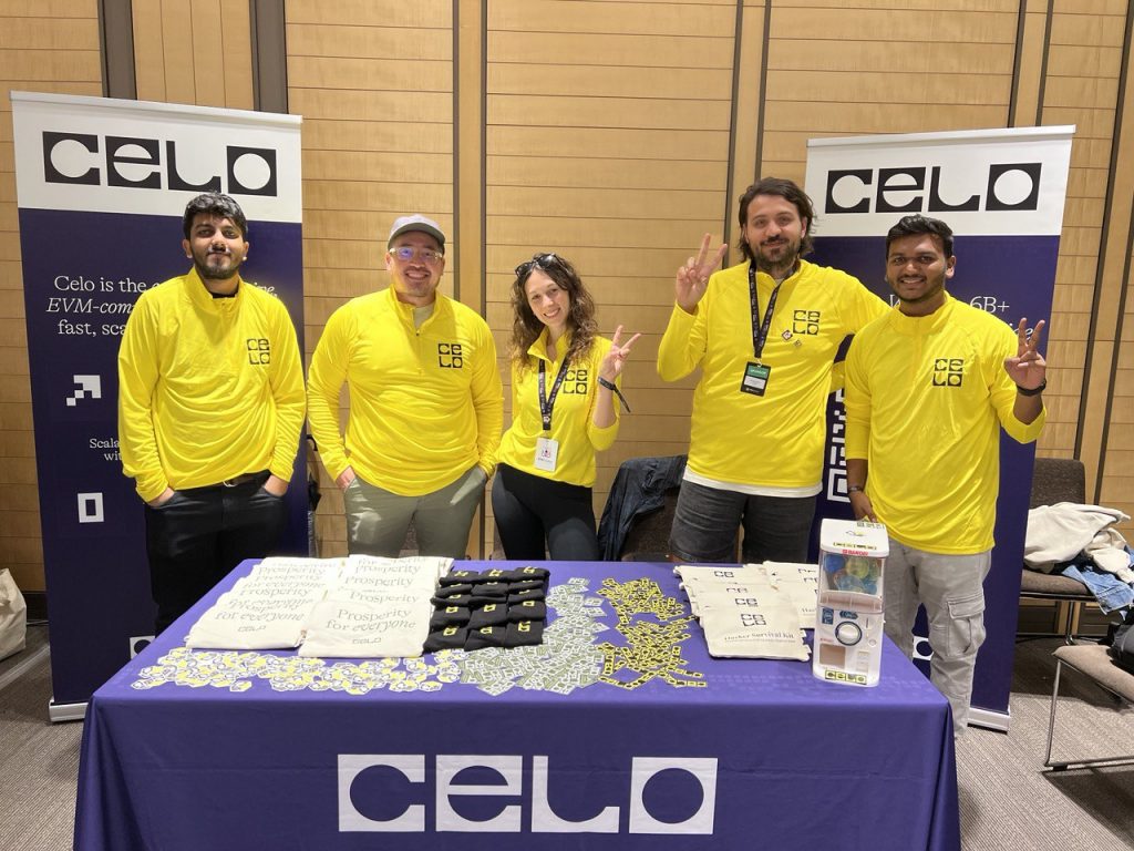 Viral (first from right) representing CELO at the ETH Global Event in Paris 