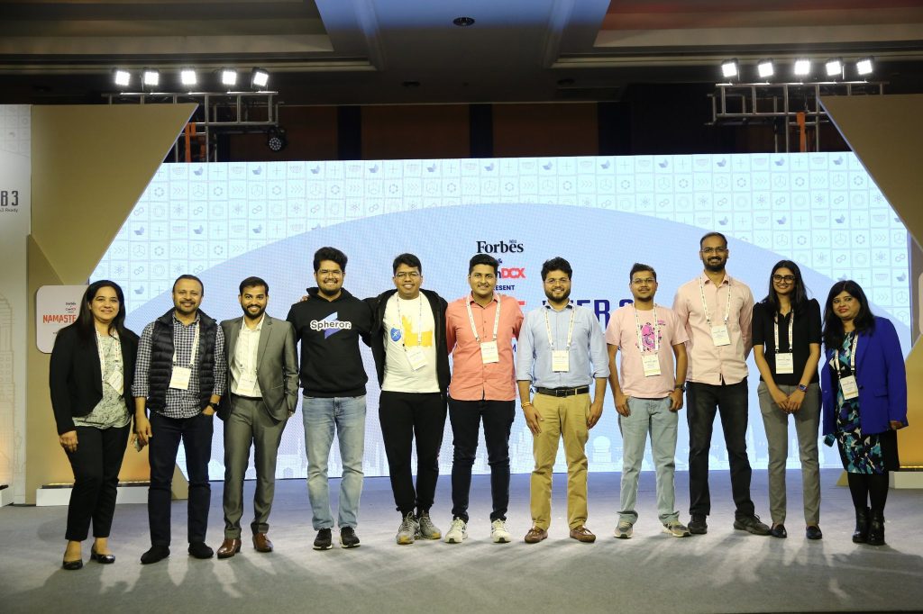 Pranshu (fourth from right) at NamasteWeb3, an event by CoinDCX in India