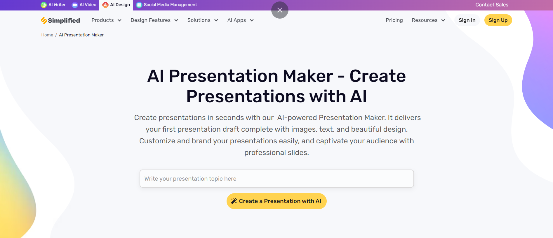 Simplified ai presentation maker